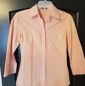 Jcrew orange and white striped blouse